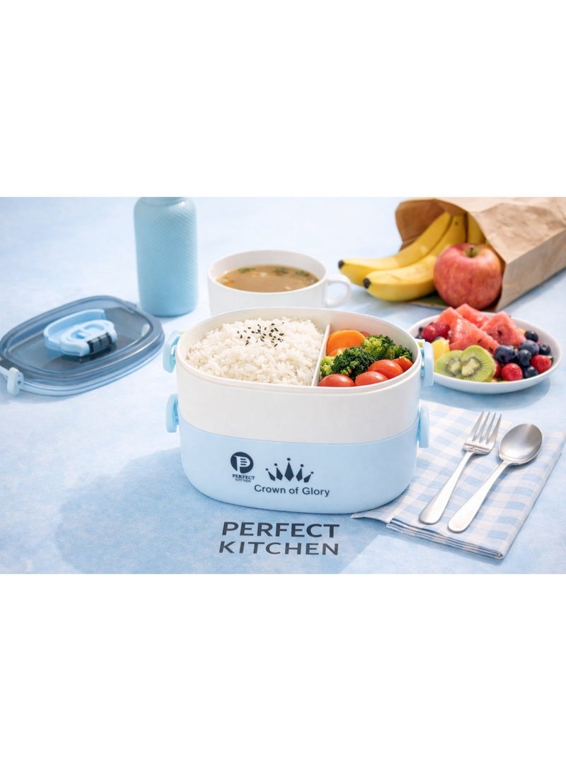 بيرفكت كيتشن علبة غداء مزدوجة الطبقات 1500 مل - أزرق - Image 2